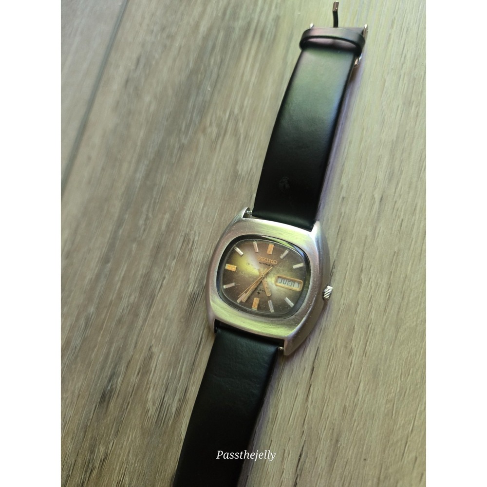 Vtg Seiko Watch Mens Automatic 6309-5020 TV Case Day Date Japan Retro Sunburst